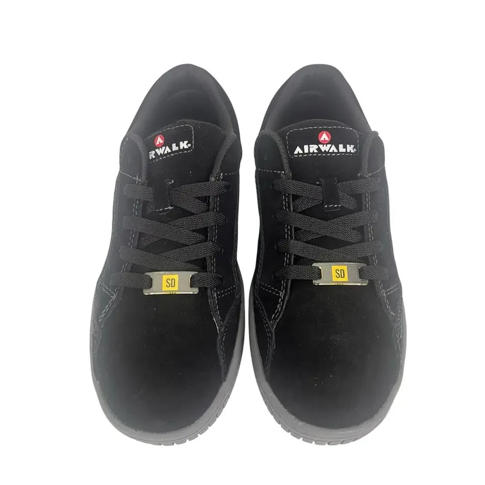New Airwalk Camino SD Composite Toe Work Shoes Womens 8.5 Black Suede Sneaker